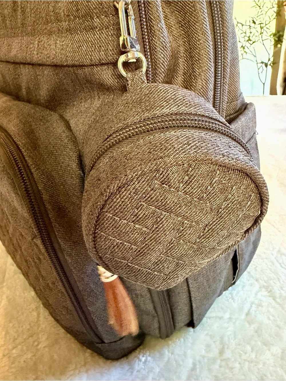 BabbleRoo Gray Diaper Bag Backpack Changing Pad Stroller Straps‎ Pacifier Case